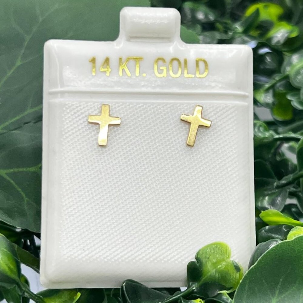 New Cross Earrings 8x6mm 14K Yellow Gold Jewelry Gifts Girls Womens Aretes Oro